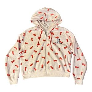 Hello Kitty Red and Pink Cropped Hoodie with Playful Print